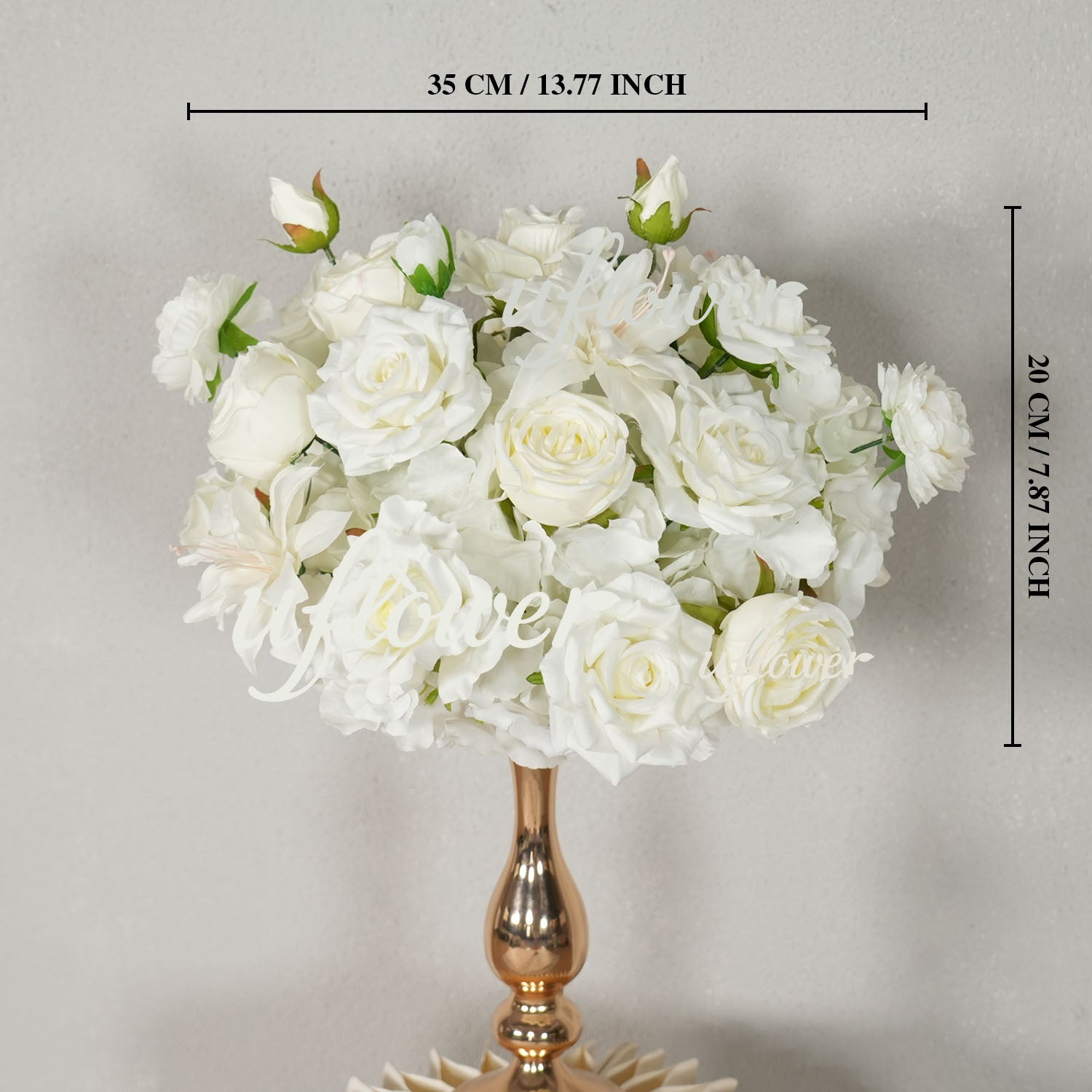 Uflower White Rose Table Runner Sofa Floral Wedding Backdrop Decor